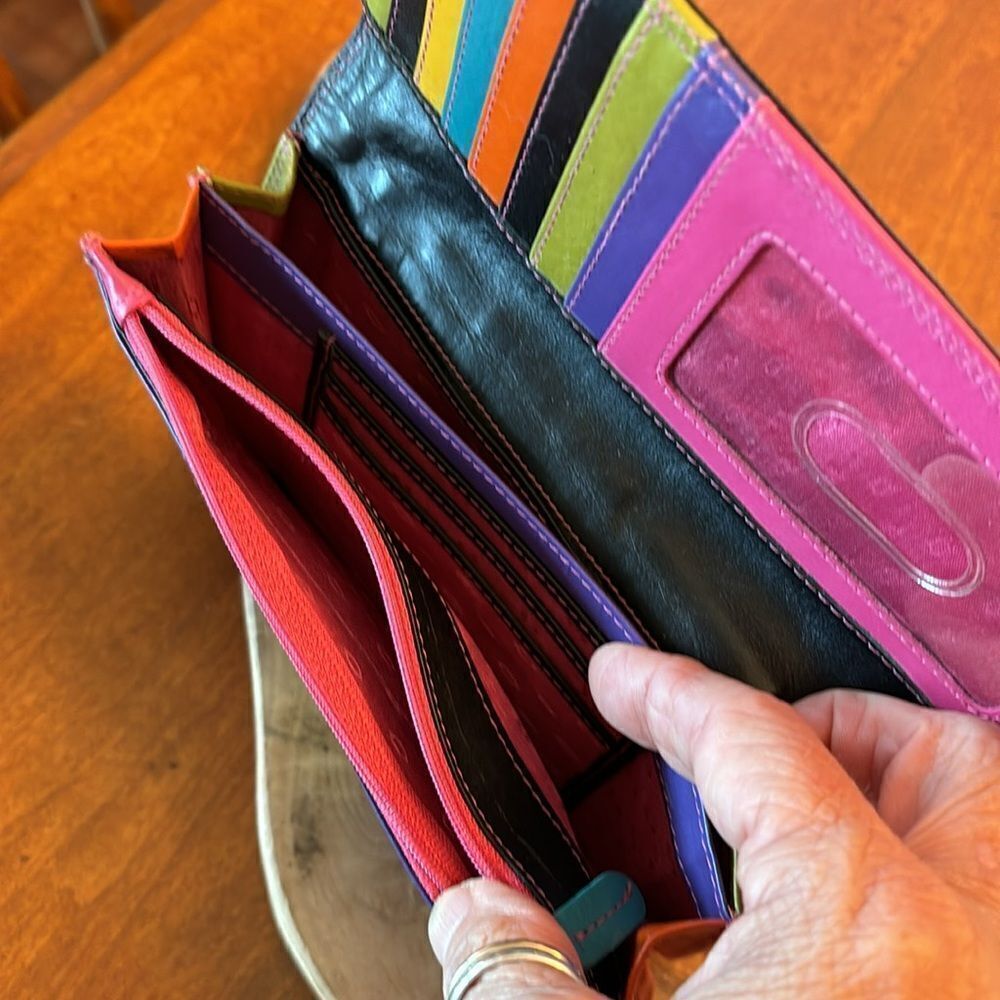 Leather Color Block Wallet - Picture 4 of 8